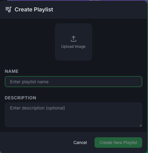 The Create Setlist dialog